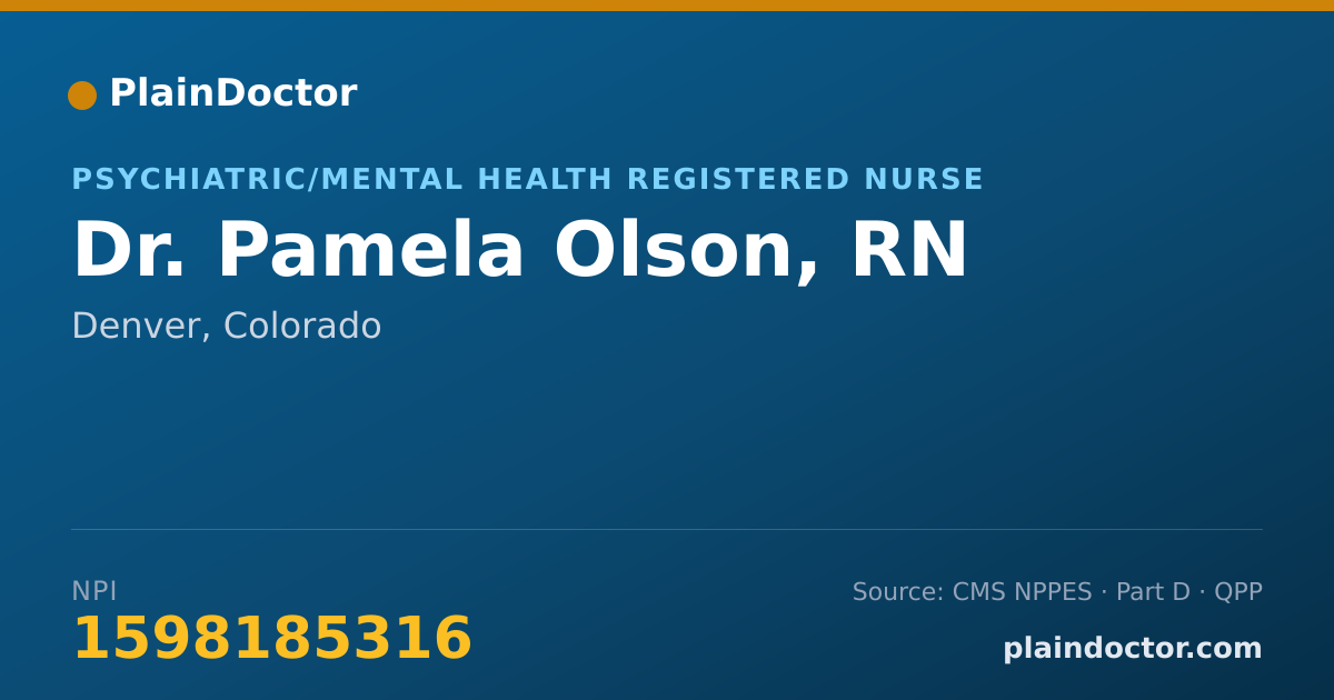 Shareable card for Pamela Olson, RN - Psychiatric/Mental Health Registered Nurse, Denver, CO