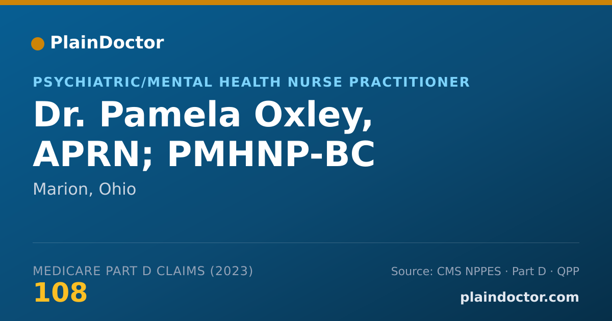 Shareable card for Pamela Oxley, APRN; PMHNP-BC - Psychiatric/Mental Health Nurse Practitioner, Marion, OH