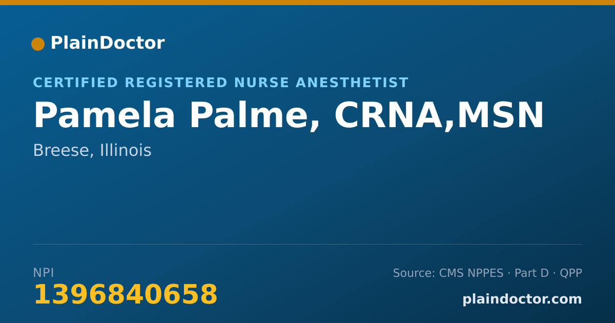 Shareable card for Pamela Palme, CRNA,MSN - Certified Registered Nurse Anesthetist, Breese, IL