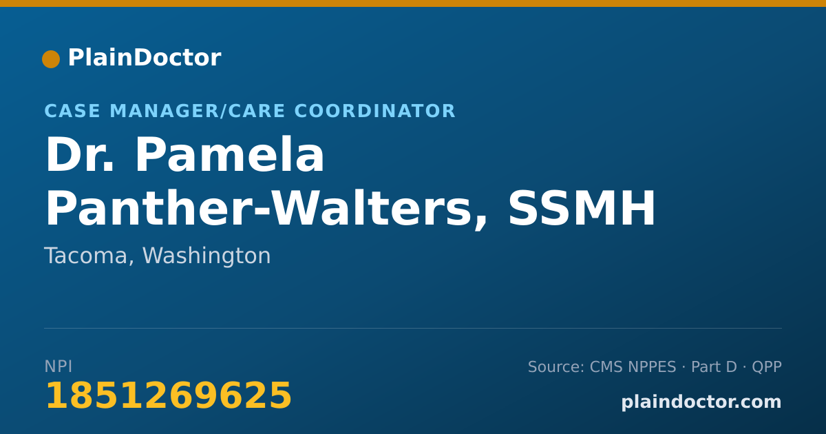 Shareable card for Pamela Panther-Walters, SSMH CERTIFICATE - Case Manager/Care Coordinator, Tacoma, WA