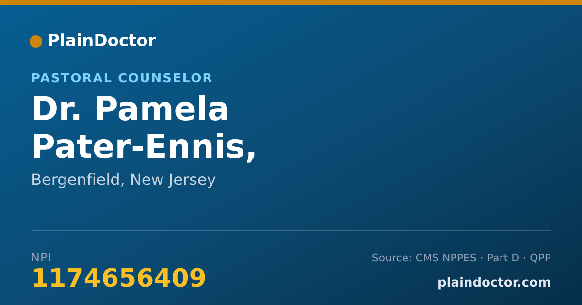 Shareable card for Pamela Pater-Ennis, LCSW,M.DIV., PHD - Pastoral Counselor, Bergenfield, NJ