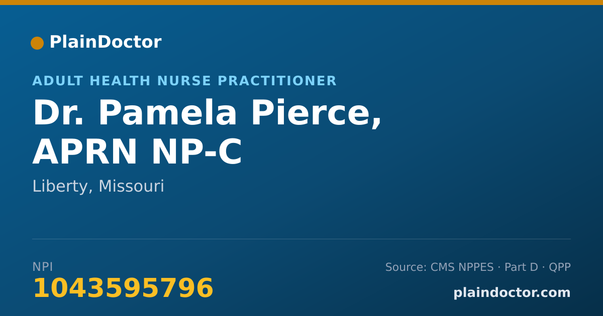 Shareable card for Pamela Pierce, APRN NP-C - Adult Health Nurse Practitioner, Liberty, MO