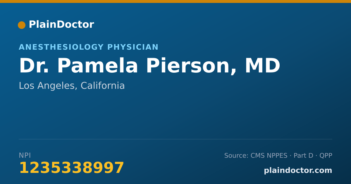 Shareable card for Pamela Pierson, MD - Anesthesiology Physician, Los Angeles, CA