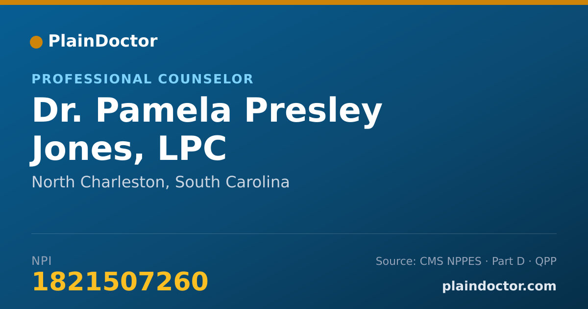 Shareable card for Pamela Presley Jones, LPC - Professional Counselor, North Charleston, SC