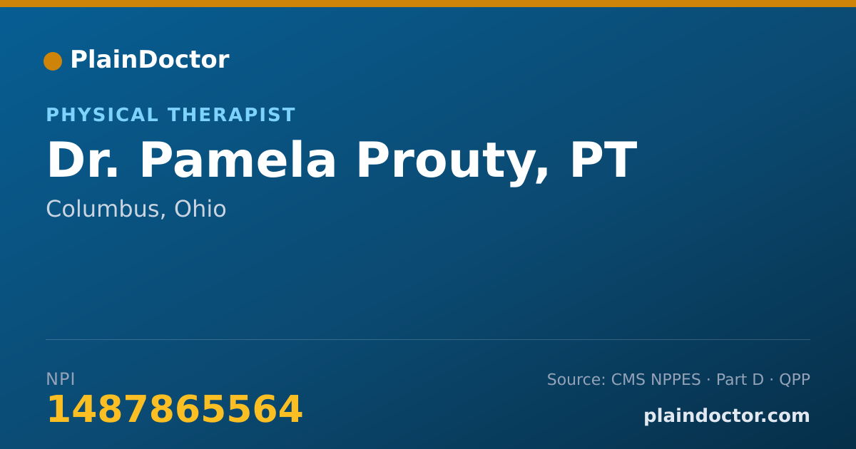 Shareable card for Pamela Prouty, PT - Physical Therapist, Columbus, OH
