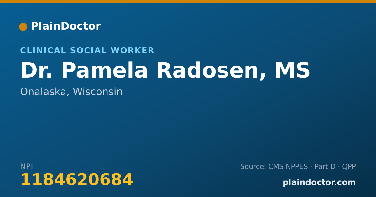 Shareable card for Pamela Radosen, MS - Clinical Social Worker, Onalaska, WI