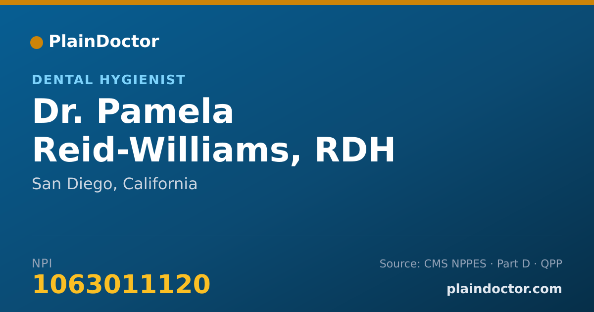Shareable card for Pamela Reid-Williams, RDH - Dental Hygienist, San Diego, CA