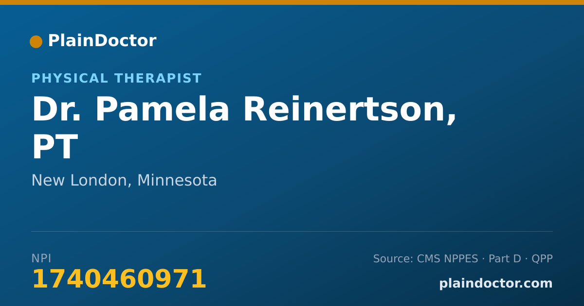 Shareable card for Pamela Reinertson, PT - Physical Therapist, New London, MN