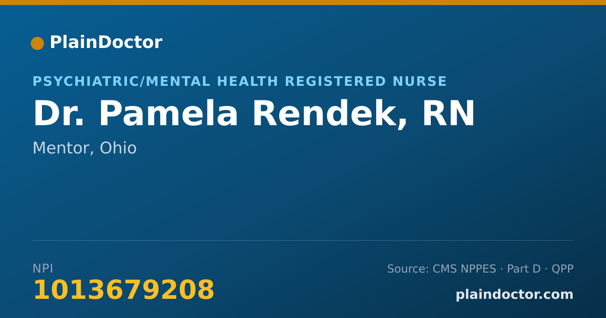 Shareable card for Pamela Rendek, RN - Psychiatric/Mental Health Registered Nurse, Mentor, OH