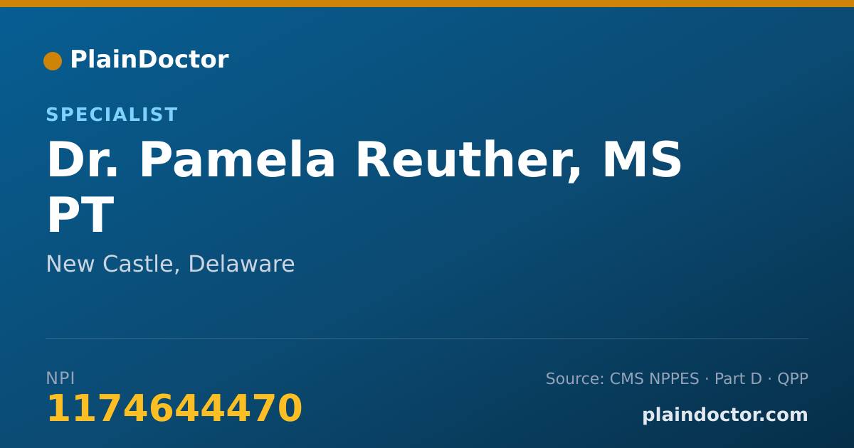 Shareable card for Pamela Reuther, MS PT - Specialist, New Castle, DE