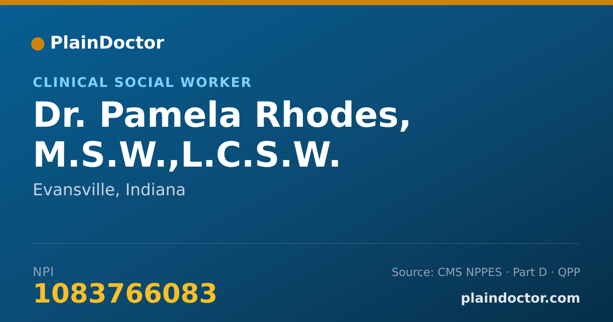 Shareable card for Pamela Rhodes, M.S.W.,L.C.S.W. - Clinical Social Worker, Evansville, IN