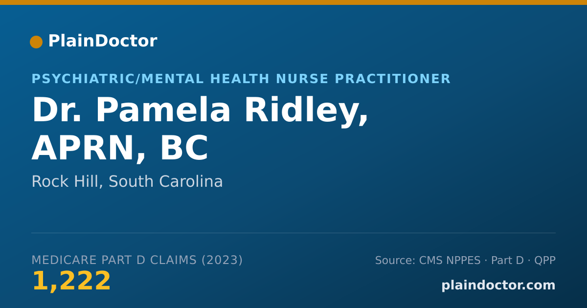 Shareable card for Pamela Ridley, APRN, BC - Psychiatric/Mental Health Nurse Practitioner, Rock Hill, SC