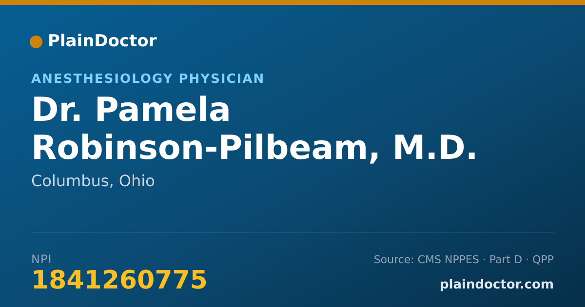 Shareable card for Pamela Robinson-Pilbeam, M.D. - Anesthesiology Physician, Columbus, OH