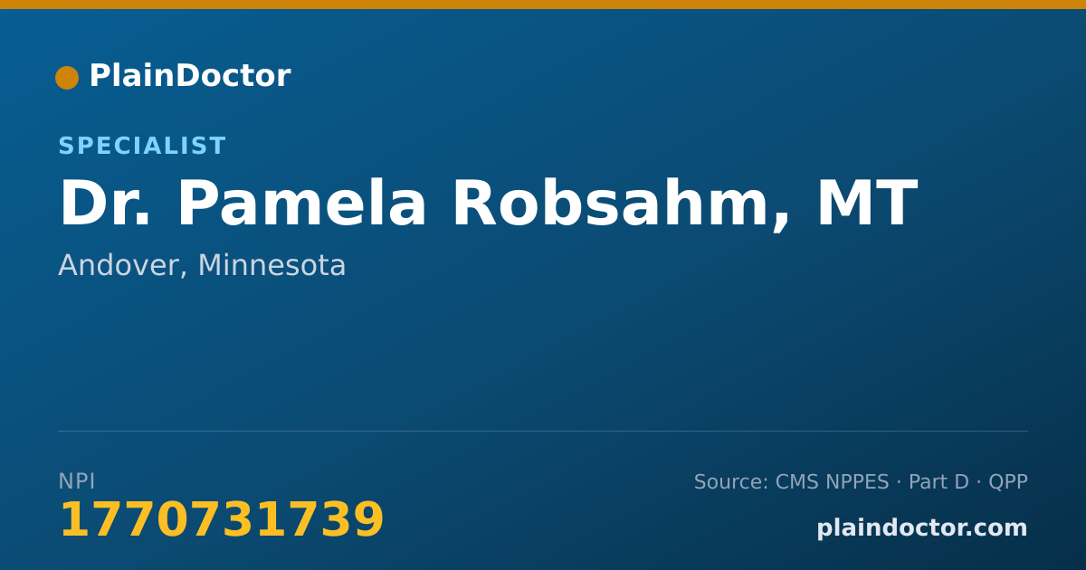 Shareable card for Pamela Robsahm, MT - Specialist, Andover, MN