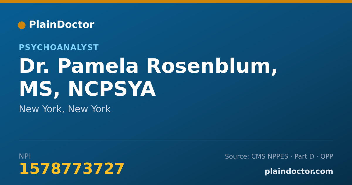 Shareable card for Pamela Rosenblum, MS, NCPSYA - Psychoanalyst, New York, NY