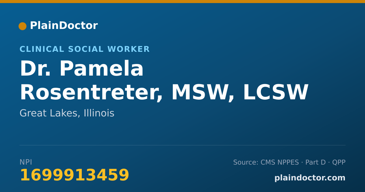 Shareable card for Pamela Rosentreter, MSW, LCSW - Clinical Social Worker, Great Lakes, IL