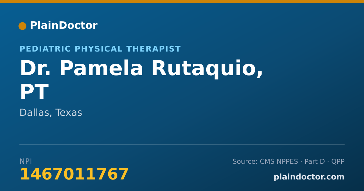 Shareable card for Pamela Rutaquio, PT - Pediatric Physical Therapist, Dallas, TX