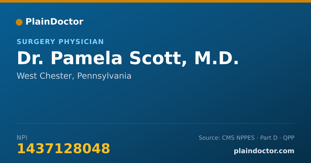 Shareable card for Pamela Scott, M.D. - Surgery Physician, West Chester, PA