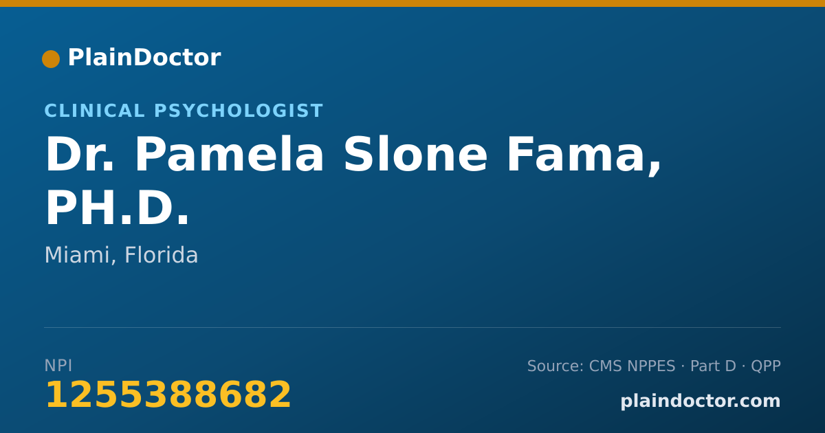 Shareable card for Pamela Slone Fama, PH.D. - Clinical Psychologist, Miami, FL