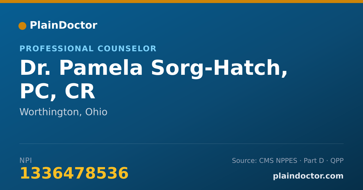 Shareable card for Pamela Sorg-Hatch, PC, CR - Professional Counselor, Worthington, OH