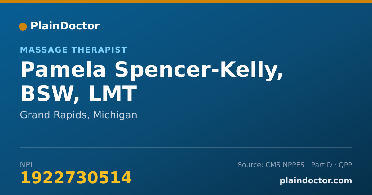 Shareable card for Pamela Spencer-Kelly, BSW, LMT - Massage Therapist, Grand Rapids, MI