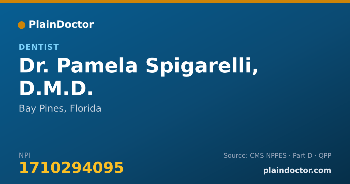 Shareable card for Pamela Spigarelli, D.M.D. - Dentist, Bay Pines, FL