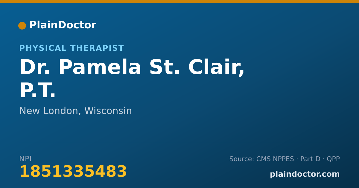 Shareable card for Pamela St. Clair, P.T. - Physical Therapist, New London, WI