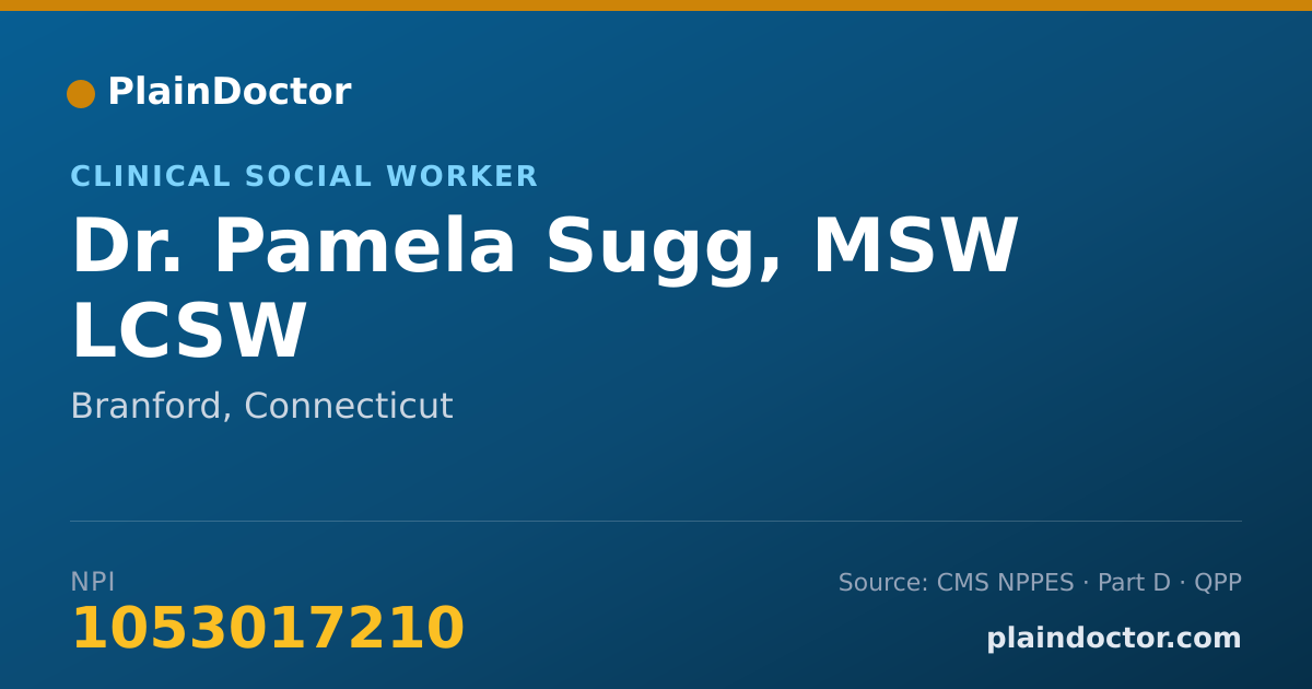 Shareable card for Pamela Sugg, MSW LCSW - Clinical Social Worker, Branford, CT