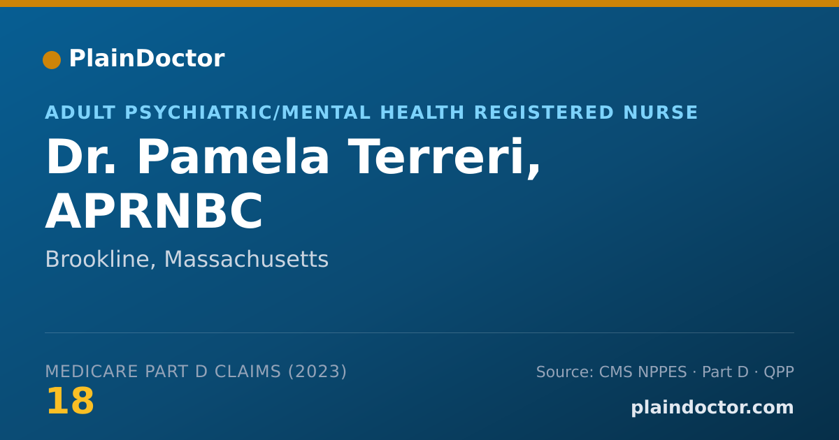 Shareable card for Pamela Terreri, APRNBC - Adult Psychiatric/Mental Health Registered Nurse, Brookline, MA