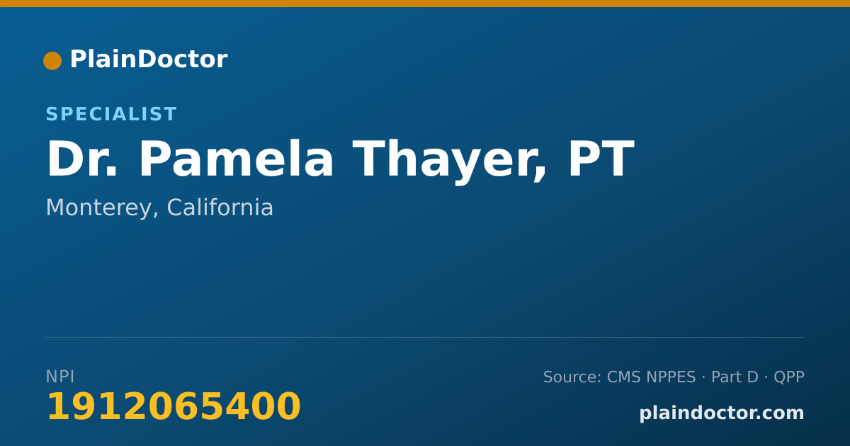 Shareable card for Pamela Thayer, PT - Specialist, Monterey, CA