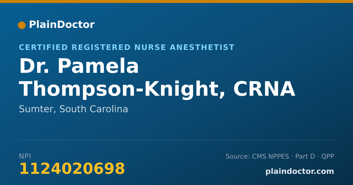 Shareable card for Pamela Thompson-Knight, CRNA - Certified Registered Nurse Anesthetist, Sumter, SC