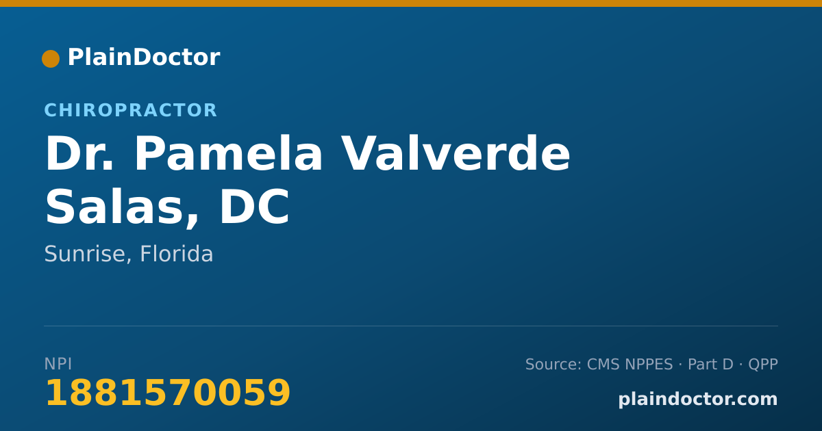 Shareable card for Pamela Valverde Salas, DC - Chiropractor, Sunrise, FL