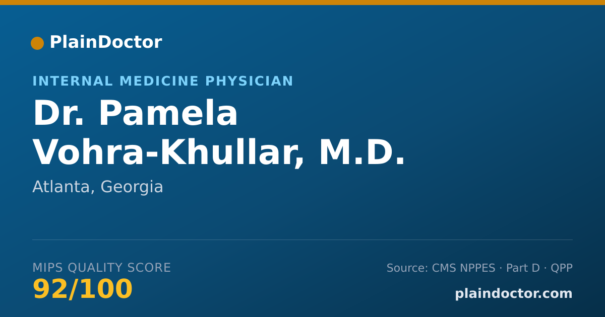 Shareable card for Pamela Vohra-Khullar, M.D. - Internal Medicine Physician, Atlanta, GA