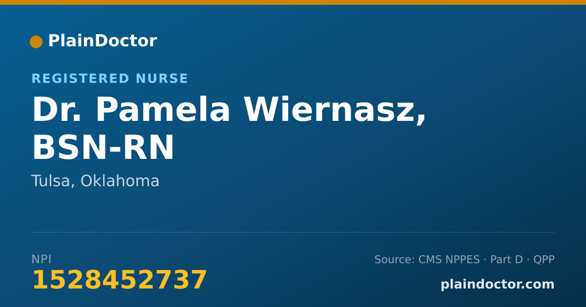 Shareable card for Pamela Wiernasz, BSN-RN - Registered Nurse, Tulsa, OK