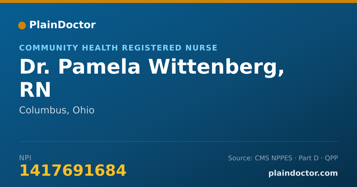 Shareable card for Pamela Wittenberg, RN - Community Health Registered Nurse, Columbus, OH