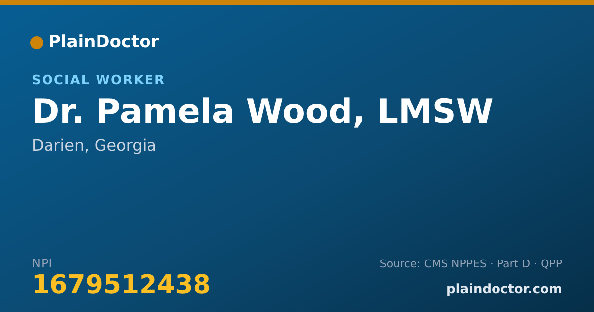 Shareable card for Pamela Wood, LMSW - Social Worker, Darien, GA