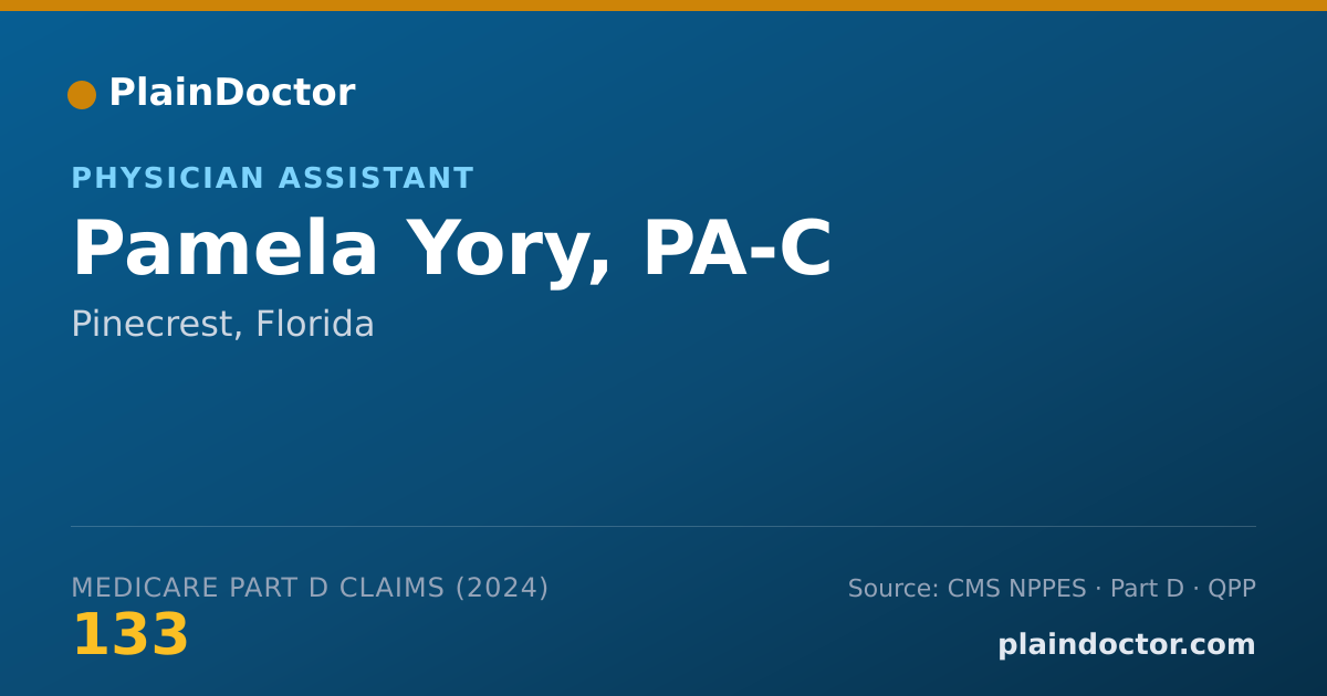 Shareable card for Pamela Yory, PA-C - Physician Assistant, Pinecrest, FL