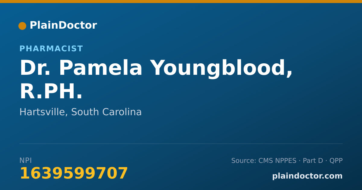 Shareable card for Pamela Youngblood, R.PH. - Pharmacist, Hartsville, SC