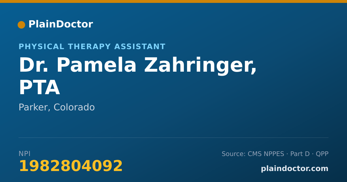 Shareable card for Pamela Zahringer, PTA - Physical Therapy Assistant, Parker, CO