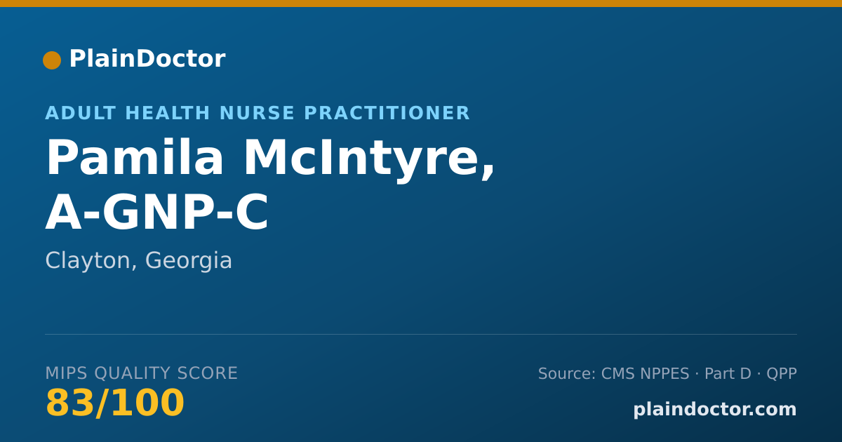 Shareable card for Pamila McIntyre, A-GNP-C - Adult Health Nurse Practitioner, Clayton, GA