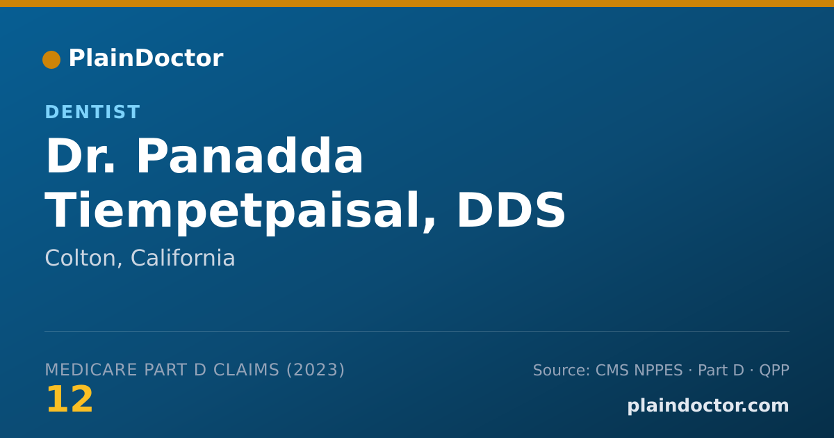 Shareable card for Panadda Tiempetpaisal, DDS - Dentist, Colton, CA
