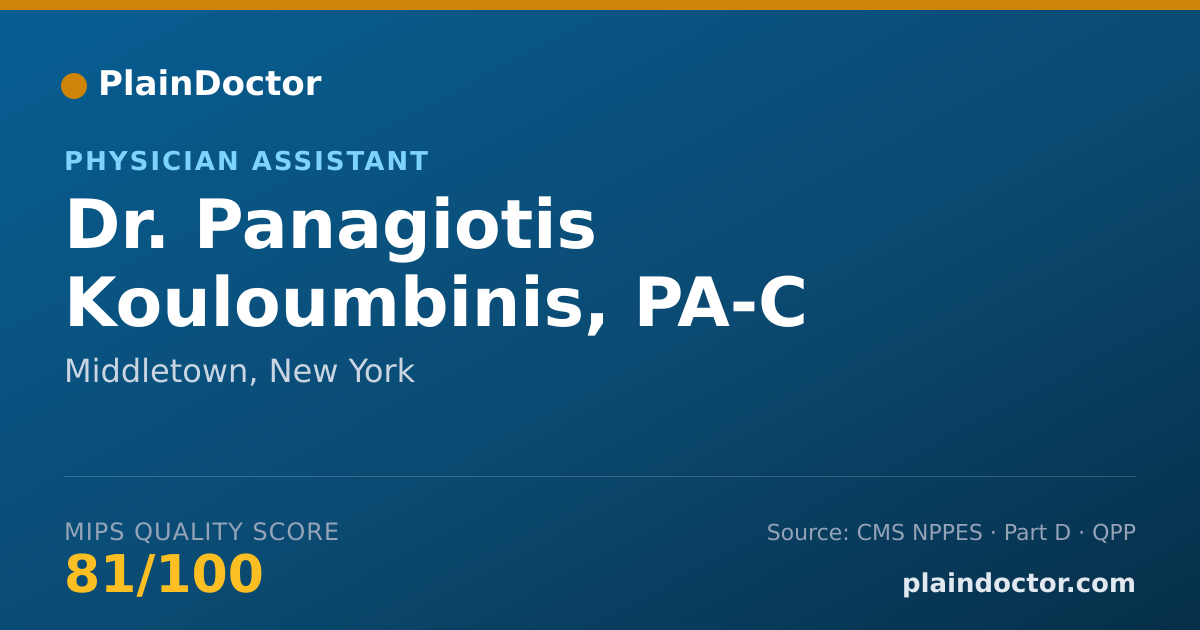 Shareable card for Panagiotis Kouloumbinis, PA-C - Physician Assistant, Middletown, NY