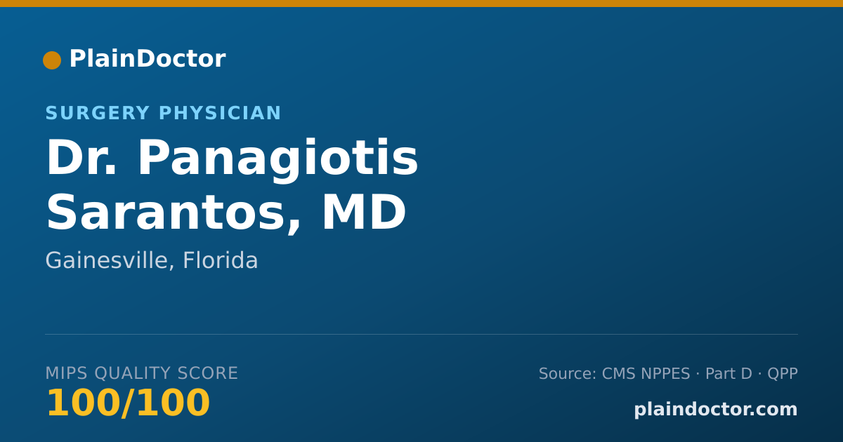 Shareable card for Panagiotis Sarantos, MD - Surgery Physician, Gainesville, FL
