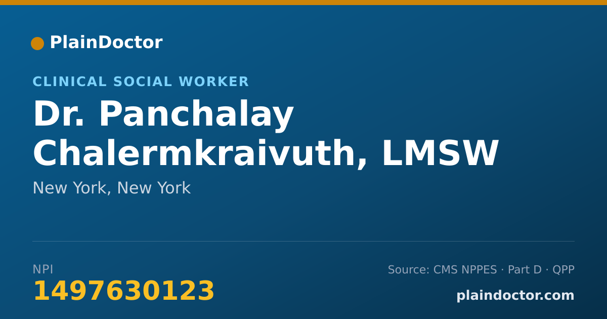 Shareable card for Panchalay Chalermkraivuth, LMSW - Clinical Social Worker, New York, NY