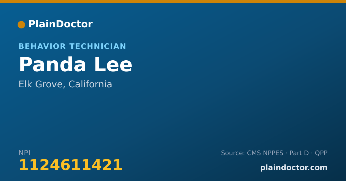 Shareable card for Panda Lee - Behavior Technician, Elk Grove, CA