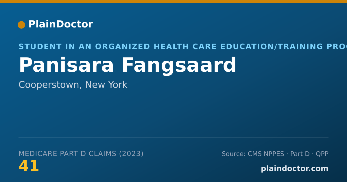 Shareable card for Panisara Fangsaard - Student in an Organized Health Care Education/Training Program, Cooperstown, NY