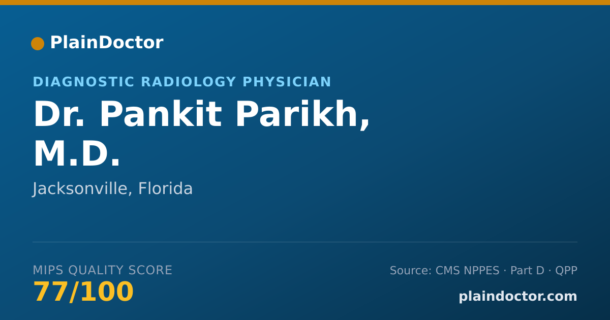 Shareable card for Pankit Parikh, M.D. - Diagnostic Radiology Physician, Jacksonville, FL