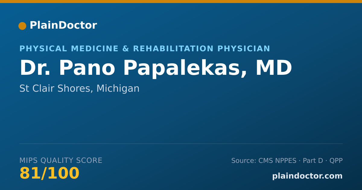 Shareable card for Pano Papalekas, MD - Physical Medicine & Rehabilitation Physician, St Clair Shores, MI