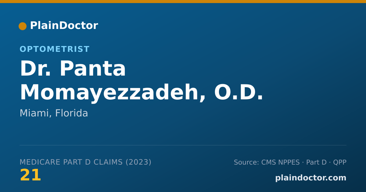 Shareable card for Panta Momayezzadeh, O.D. - Optometrist, Miami, FL