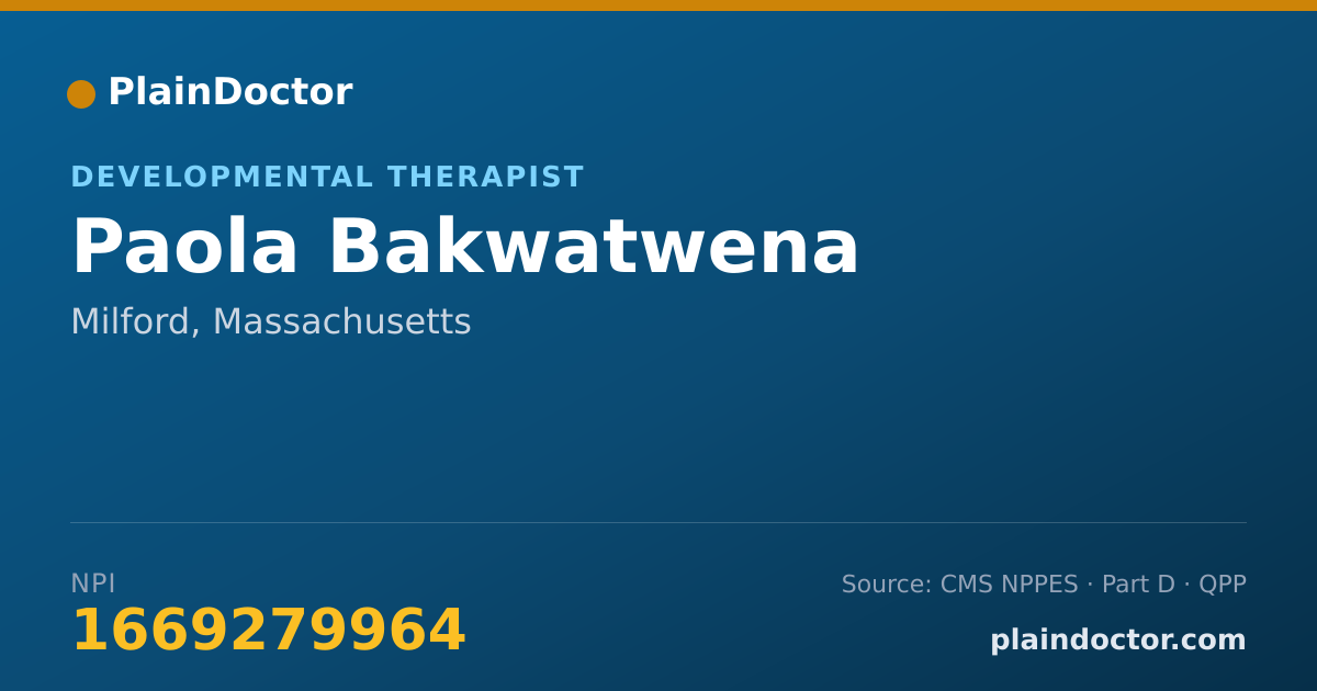 Shareable card for Paola Bakwatwena - Developmental Therapist, Milford, MA
